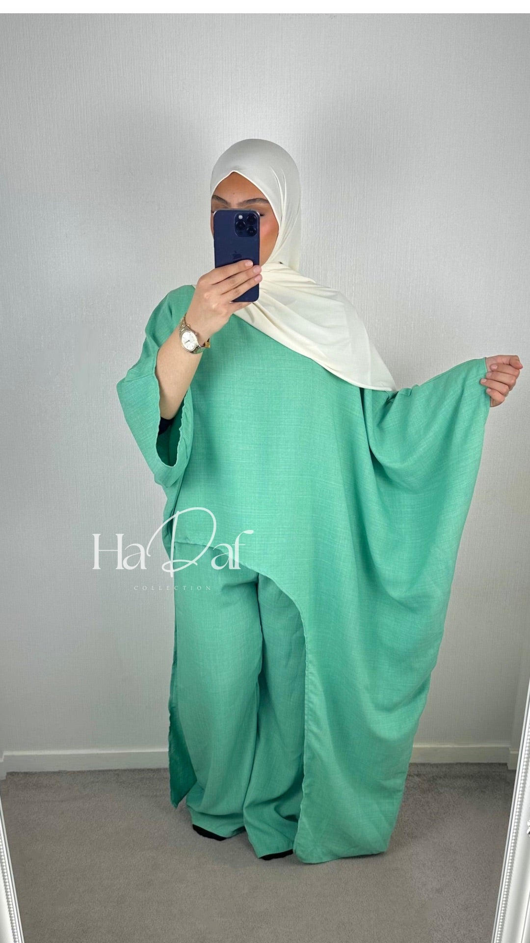 NOUR WATER GREEN SET ~ Linen effect